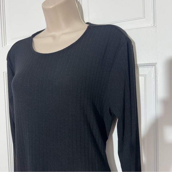 Wild Fable Black Ribbed Long Sleeve Maxi Dress Open Back XL - Picture 3 of 5